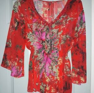 Siena Rose Women's Mushbaby Blouse Beaded Sz. PL.